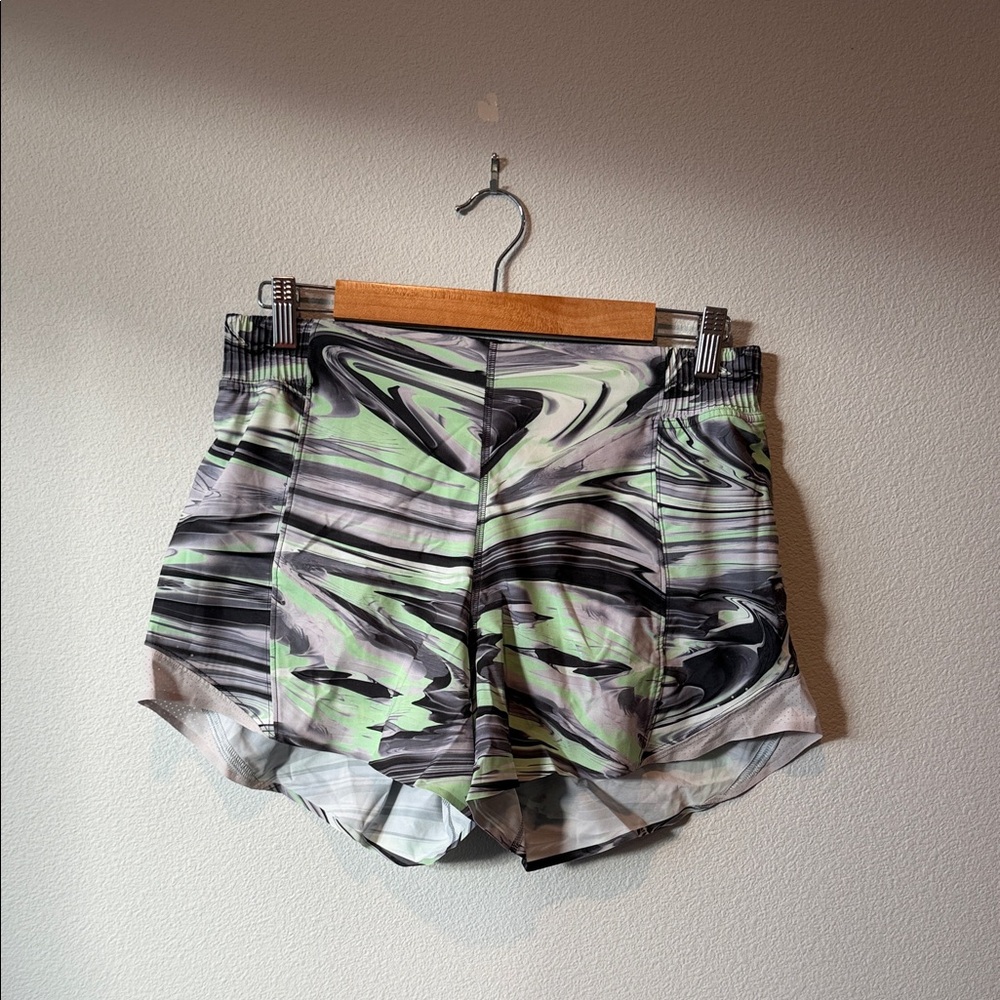 lululemon athletica Black and Green Patterned Athletic Shorts